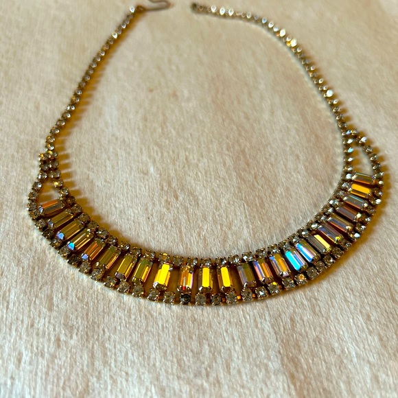 Vintage 1950’s  Baguette cut Aurora Borealis choker. Shepherds hook EUC - Picture 4 of 9